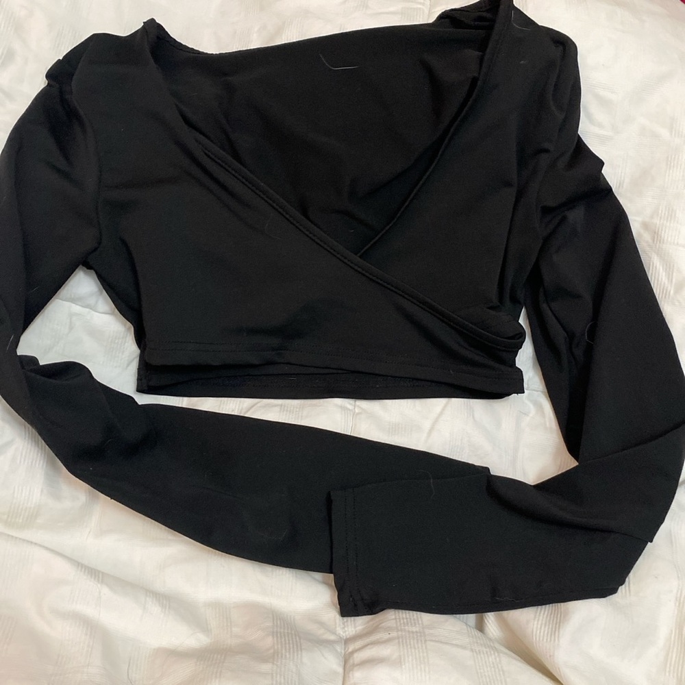 Long sleeve black cross top